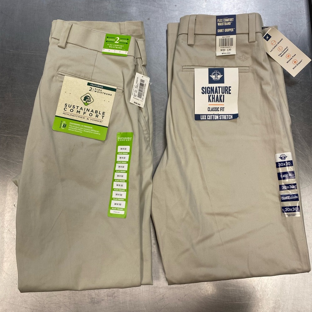 Dockers Signature Khaki Men Beige Straight-Fit Stretch Casual Pants W30 L30
